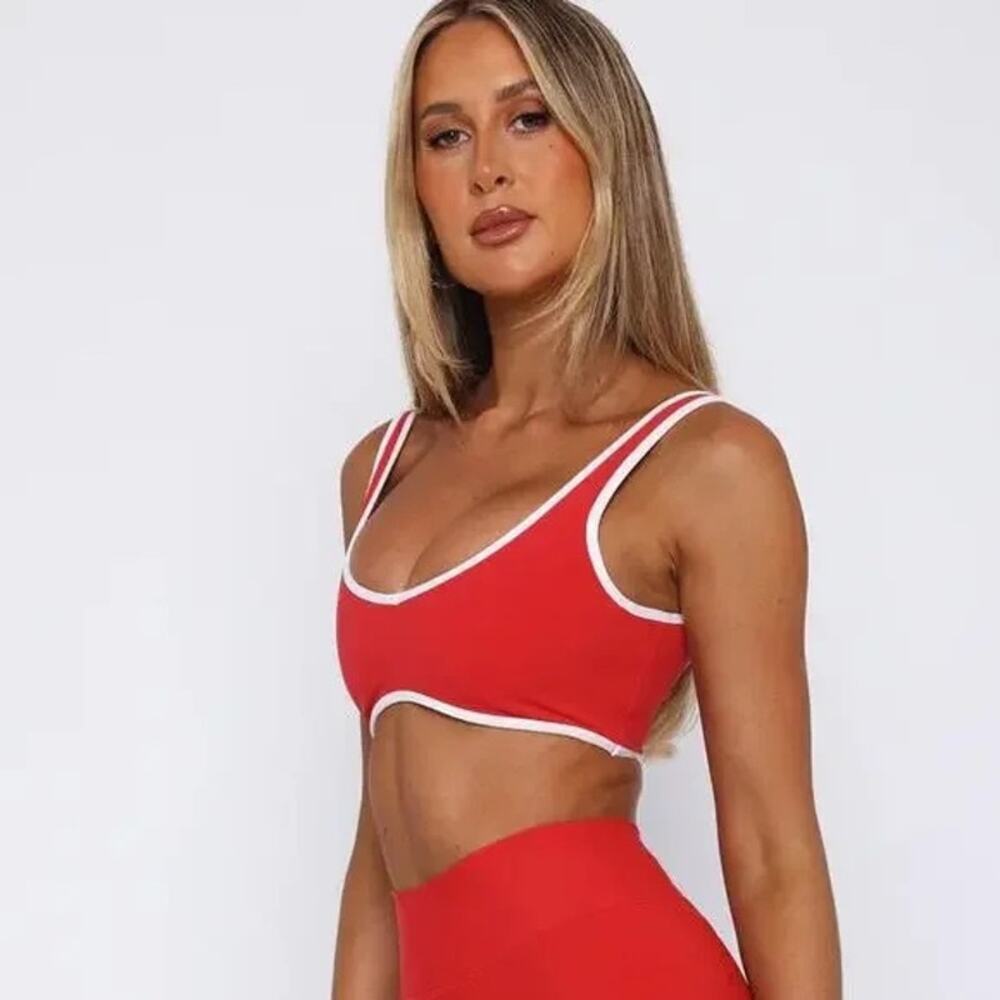 White Fox I’ll Prove It Sports Crop Bra Red/white Size XL